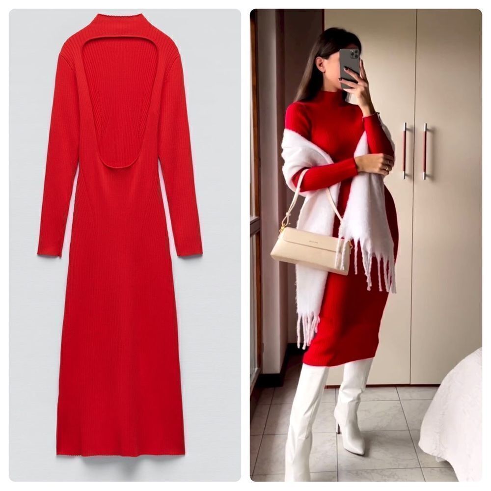 Zara Ribbed Knit Dress New